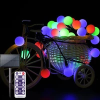 solar led frosted ball string light with remote control 8mode outdoor fairy light for yard garden patio wedding christmas decor