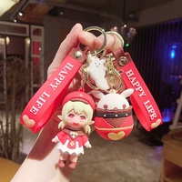 bandai anime genshin impact around kelly key chain car lovers cartoon keychain cute doll bag pendant keyring wholesale gift