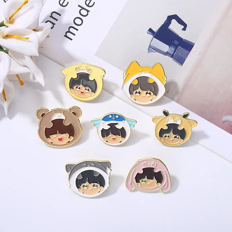 

Character Pins Cartoon Cute Boy Head Accessories Clothing Backpack Alloy Brooch Enamel Lapel Pins Badge Wholesalees