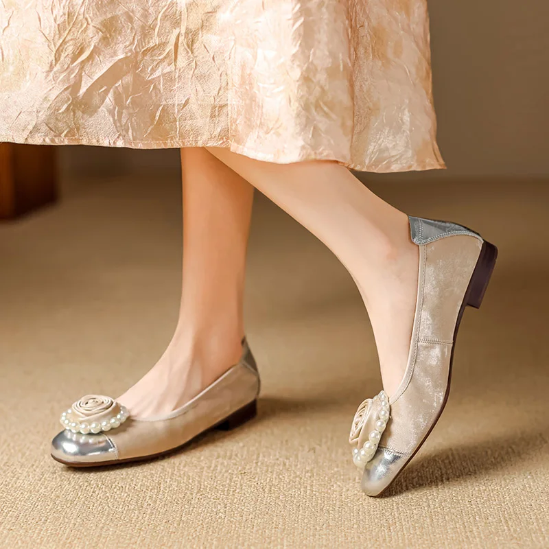 Женские туфли-лодочки Phoentin в стиле ретро с цветами и жемчугом лоскутные туфли на