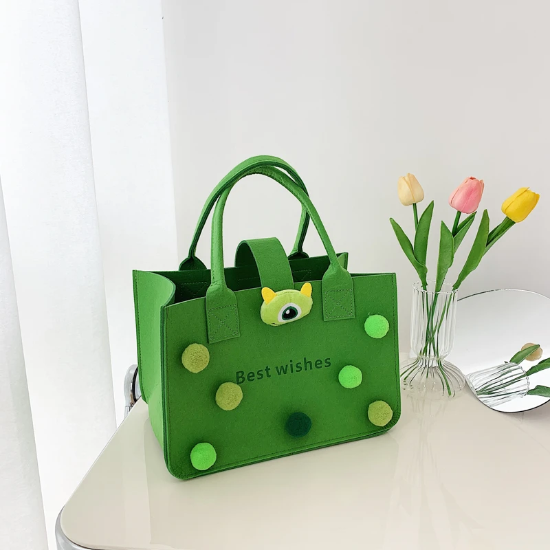 

6 Color Cute Cartoon Decoration Tote Bags for Women 2022 New Summer High capacity Handbags Ladies Casual Shopping Bag
