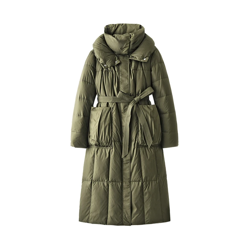 New 90%  White Duck Down  Long  Down Jacket Women  Casacos De Inverno Feminino 2022  Winter  Wide-waisted  Adjustable Waist