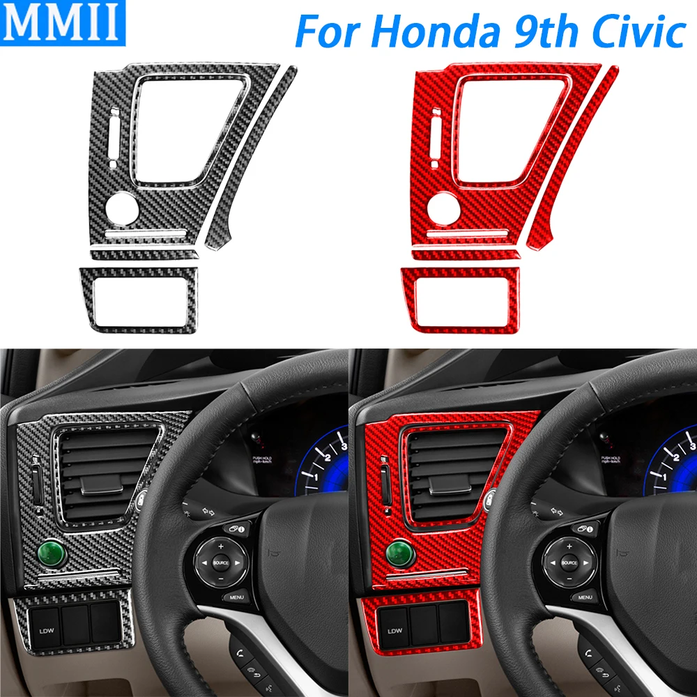 

For Honda 9th Civic Coupe Sedan 2013-15 Carbon Fiber Dashboard Left Side Air Outlet Panel Suit Car Interior Accessories Sticker