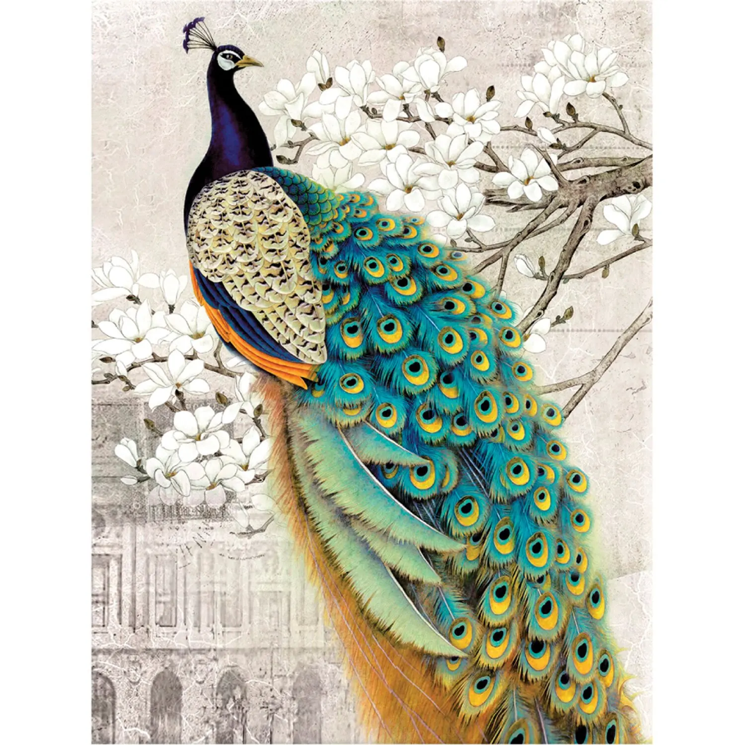 Картина стразами (алмазная мозаика) 40х50 см ОСТРОВ СОКРОВИЩ &quotПавлин&quot без