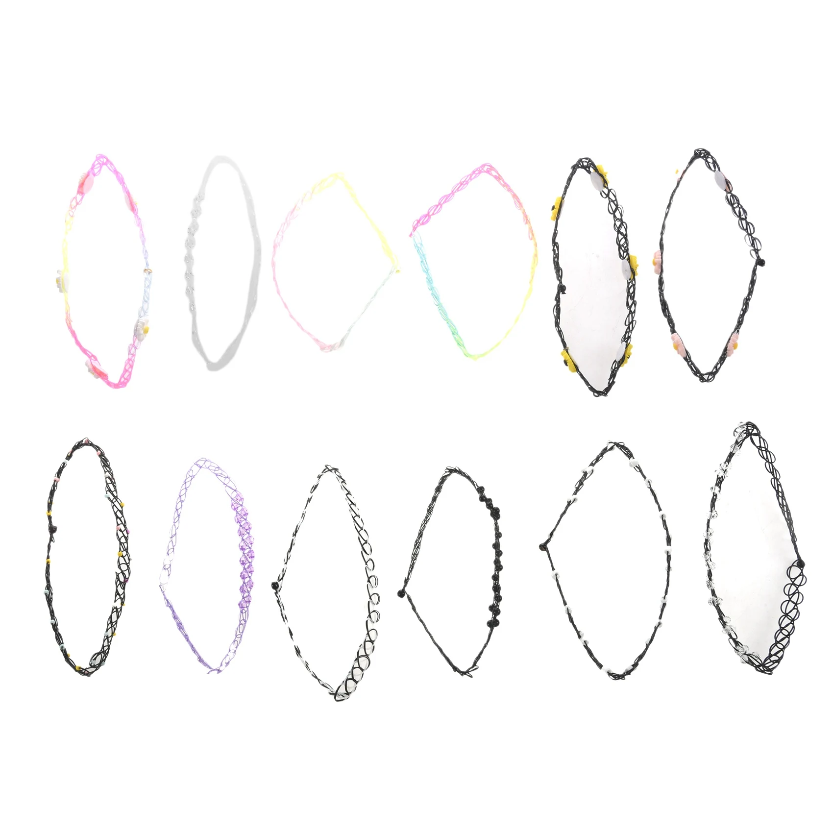 

12PCS Necklace Gothic Henna Tattoo Stretch Elastic Jewelry Value Pack