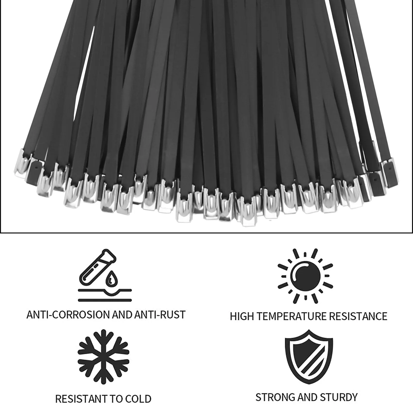 

100Pcs/Lot,4.6Mmx300Mm Pvc Plastic Coated Ss304 Stainless Steel Cable Tie