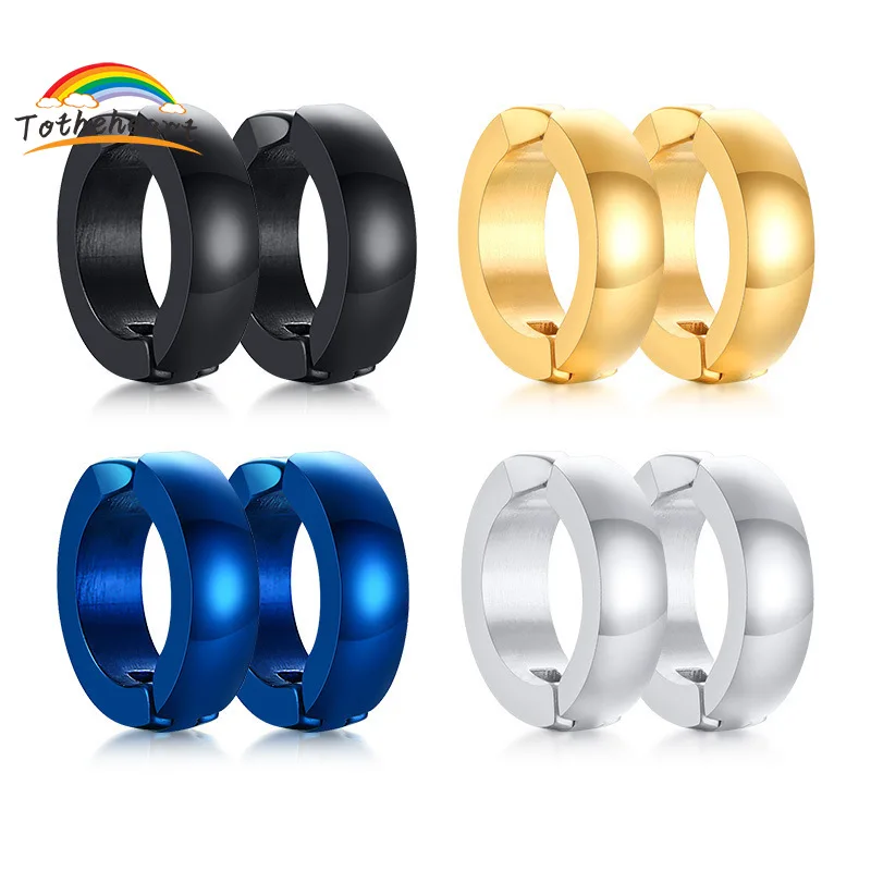 

Earrings pierced ear clip stainless steel naked ear clip hip hop pierced men's jewelry circle ear buckle