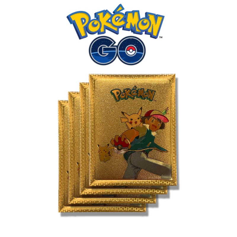 Nueva tarjeta de aluminio dorada de Pokemon en caja de Boutique, tarjeta de energía de Vmax V, Charizard, Pikachu, serie rara, entrenador de batalla, tarjeta de juguete para niños