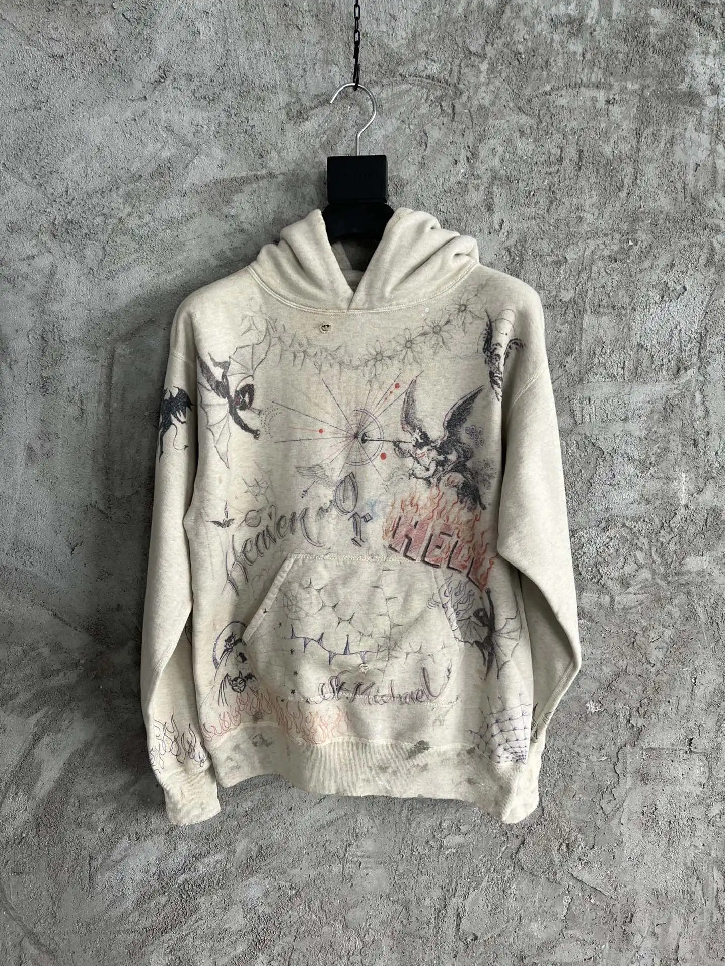 

22SS Saint Autumn Winter Men's Vintage High Quality Graffiti Hoodie