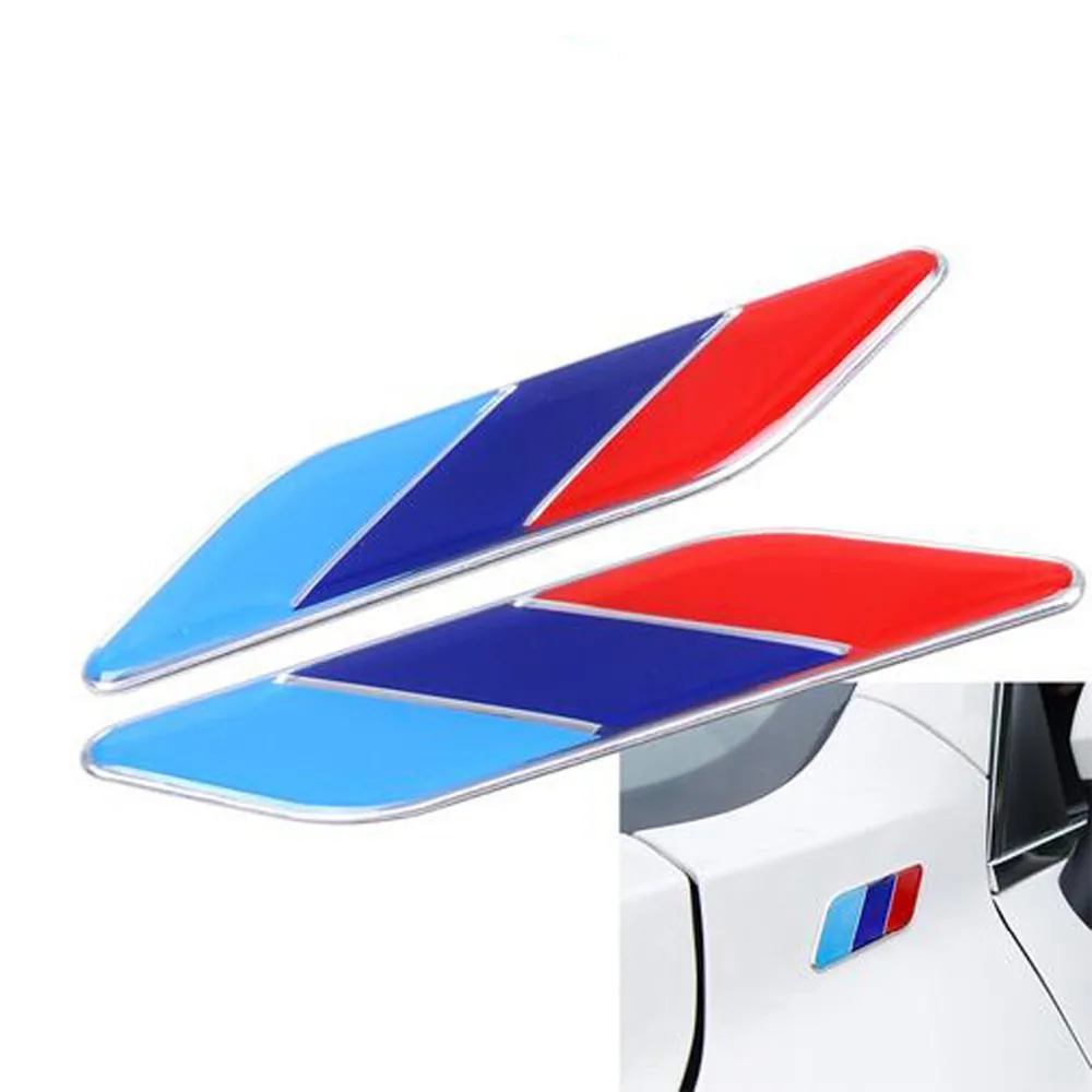 2Pcs/Pair 3D Metal Tricolor Car Body Side Fender Rear Trunk Emblem Badge for ALL Models BMW X1 X3 X5 X6 1 3 5 6 7 Series