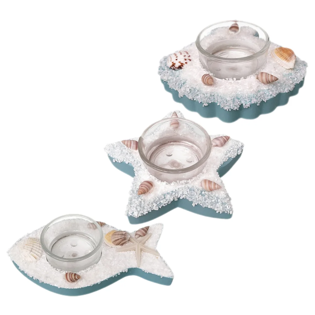 

Mediterranean Fish Starfish Shell Boat Candle Holder Ocean Ornaments Tealight Candlestick Nautical Home Decoration