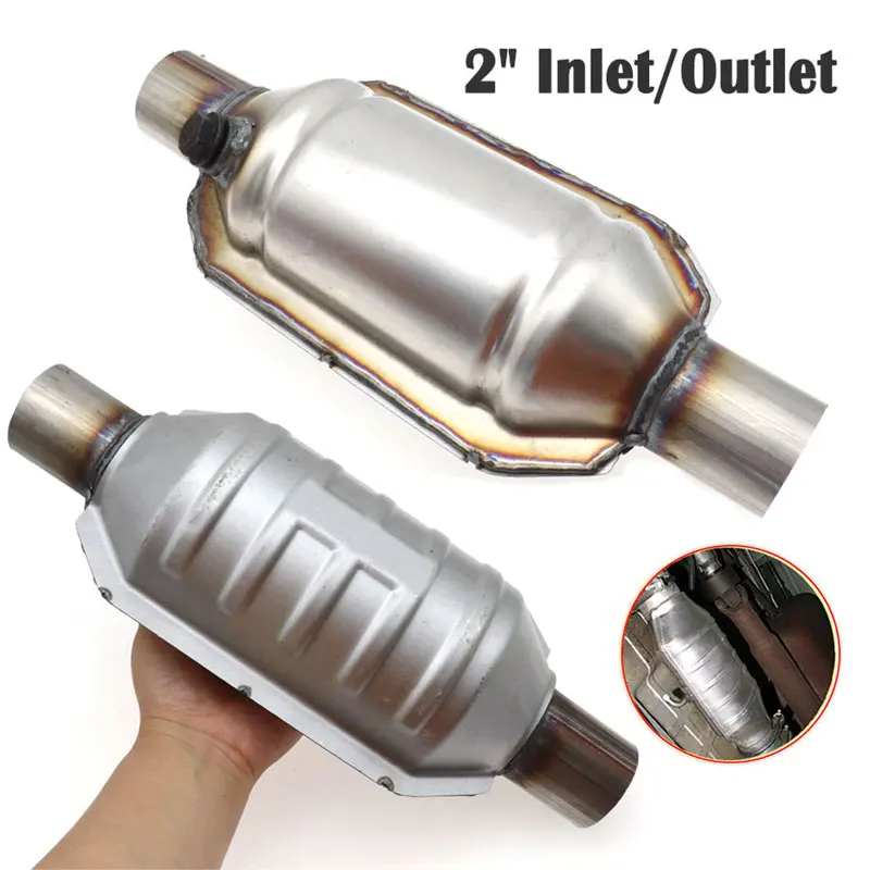 

2pcs 2inch EURO 1 Universal Catalytic Converter High Flow Stainless Inlet Outlet High Flow With 400 Cells Ceramic Catalyst