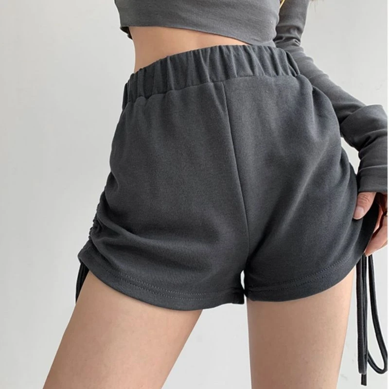 Korean New Girls' Slouchy Drawstring Pleated Sports Shorts Slim High Waist Leg Length Versatile Casual Summer Trendy Pants