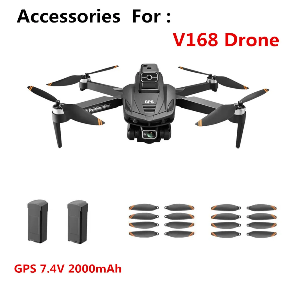 Аксессуары для дрона V168 батарея 7 4 в 2000 мАч пропеллер виде кленового листа