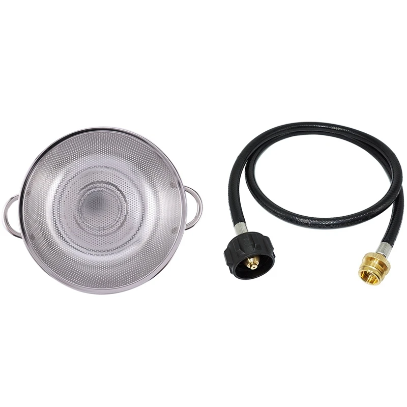 

4 Feet Propane Adapter Hose 1 Lb To 20 Lb Converter With Stainless Steel Colanders With Handle