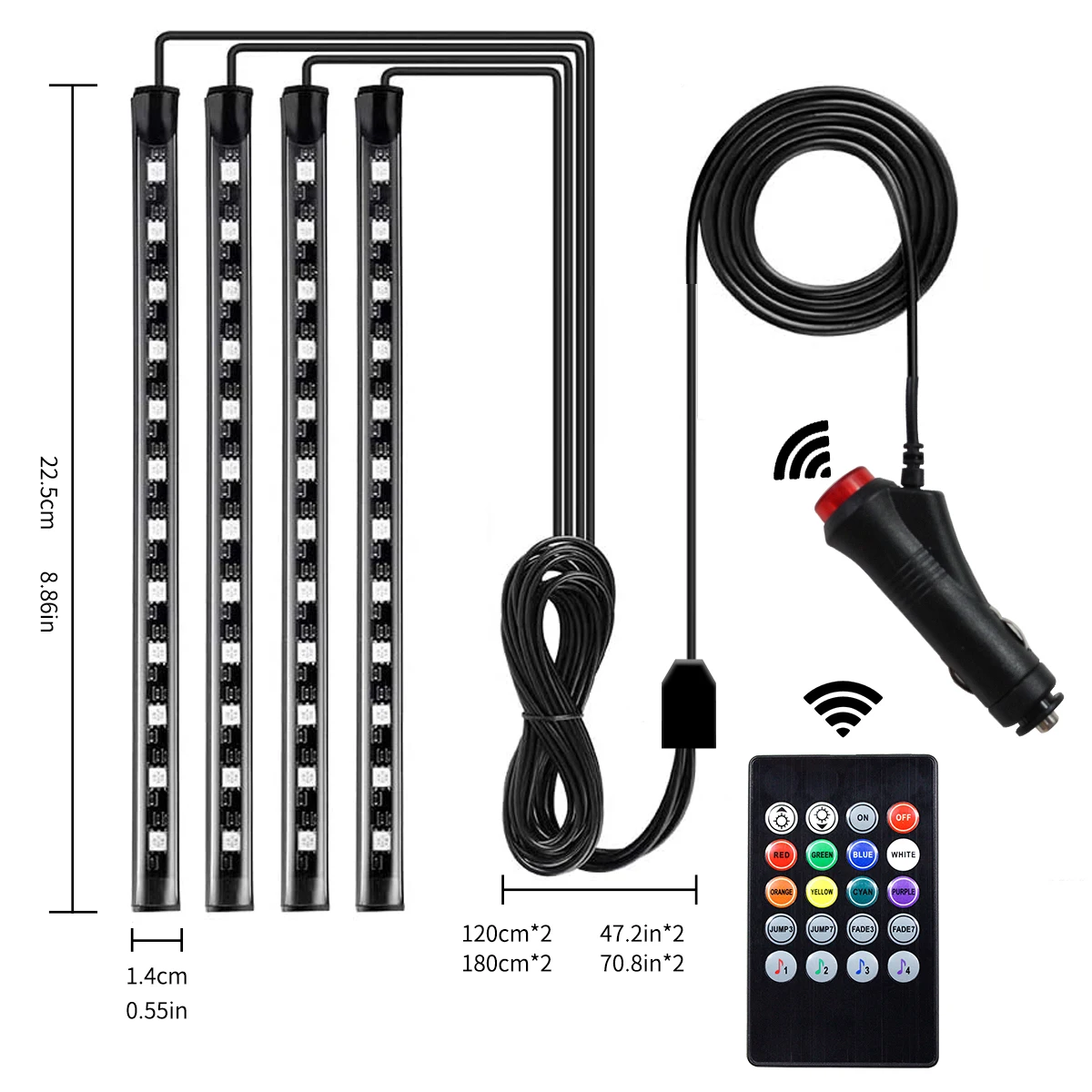 Светодиодная лента для салона автомобиля неоновая подсветка с дистанционным