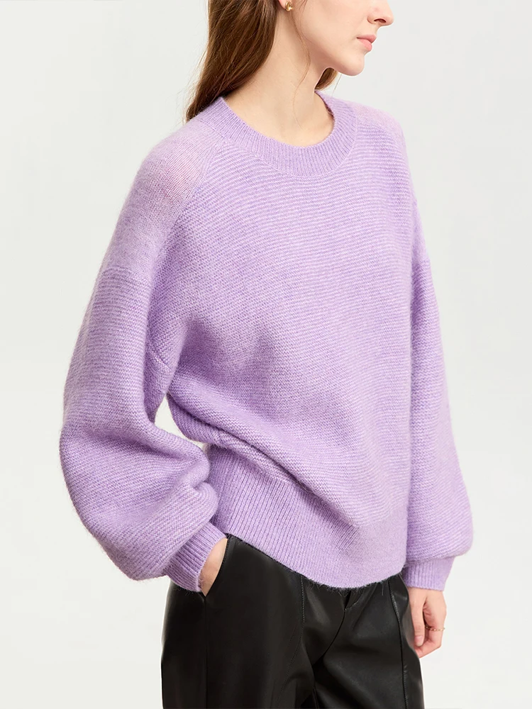 Женский Теплый джемпер с круглым вырезом и рукавами-фонариками