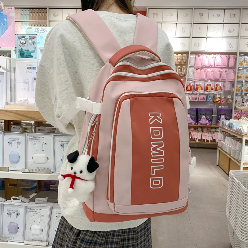 

2023 High-Capacity Backpack Women's Candy Color Laptop Backpack Cute Lovely High School Schoolbag Girl Travel Camping Backpack