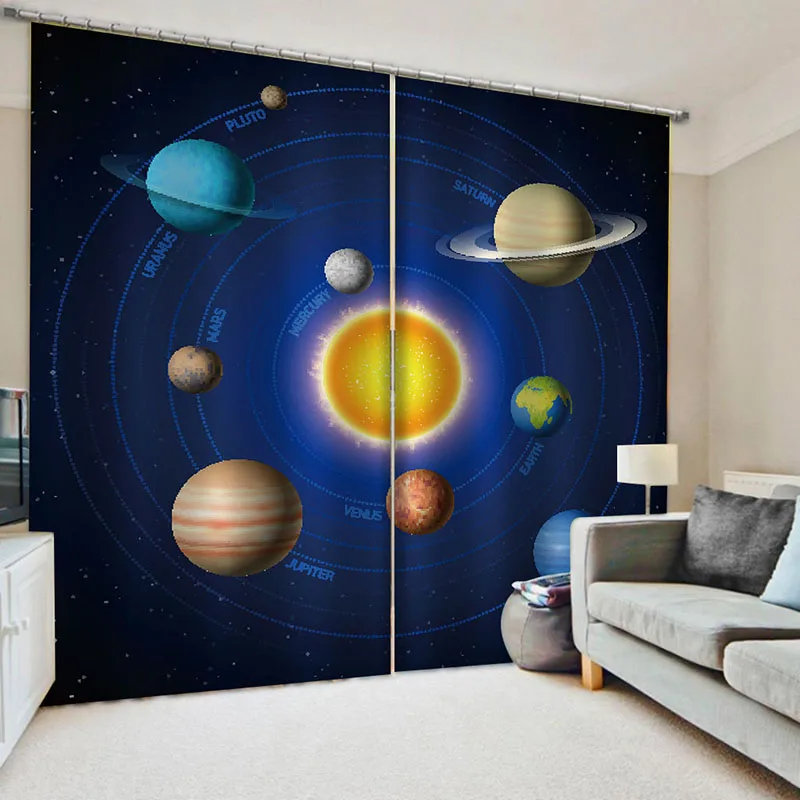 

Earth Planet Printed Curtain Decoration Blackout Curtains For Kids Children Bedroom retro world map Curtains Drapes For Window