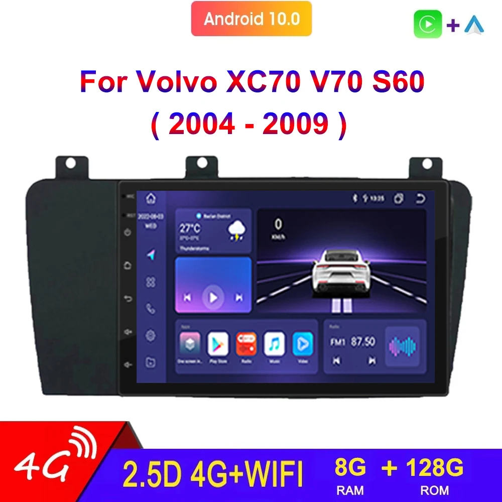 

4G 2Din 9 Inch Android 12 Car Radio Multimedia Video Player For Volvo XC70 V70 S60 2004-2009 Navigation GPS Head Unit Carplay