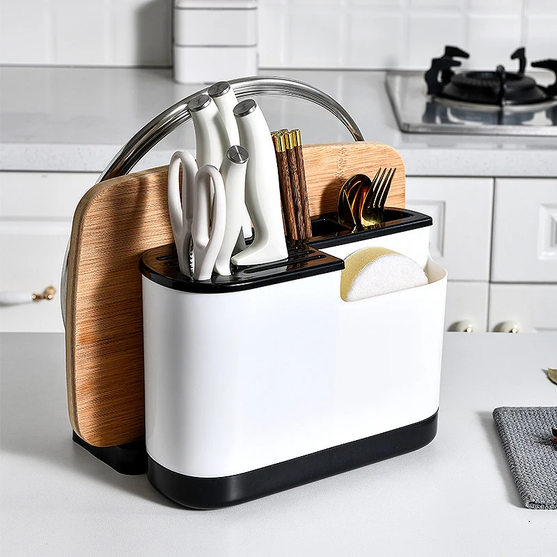 

Multi Function kitchen knife stand holder storag cutting board organizer Cutlery Box Knife Pot Cover Stand Cutlery Scissor Holde