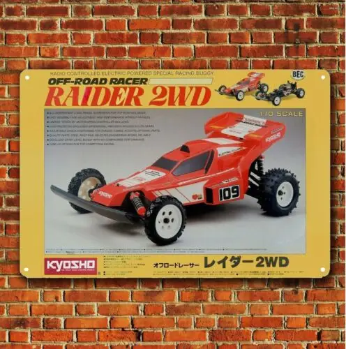 Винтажный металлический постер Rc Car Wall Deco Оловянная табличка Kyosho Raider Boxart