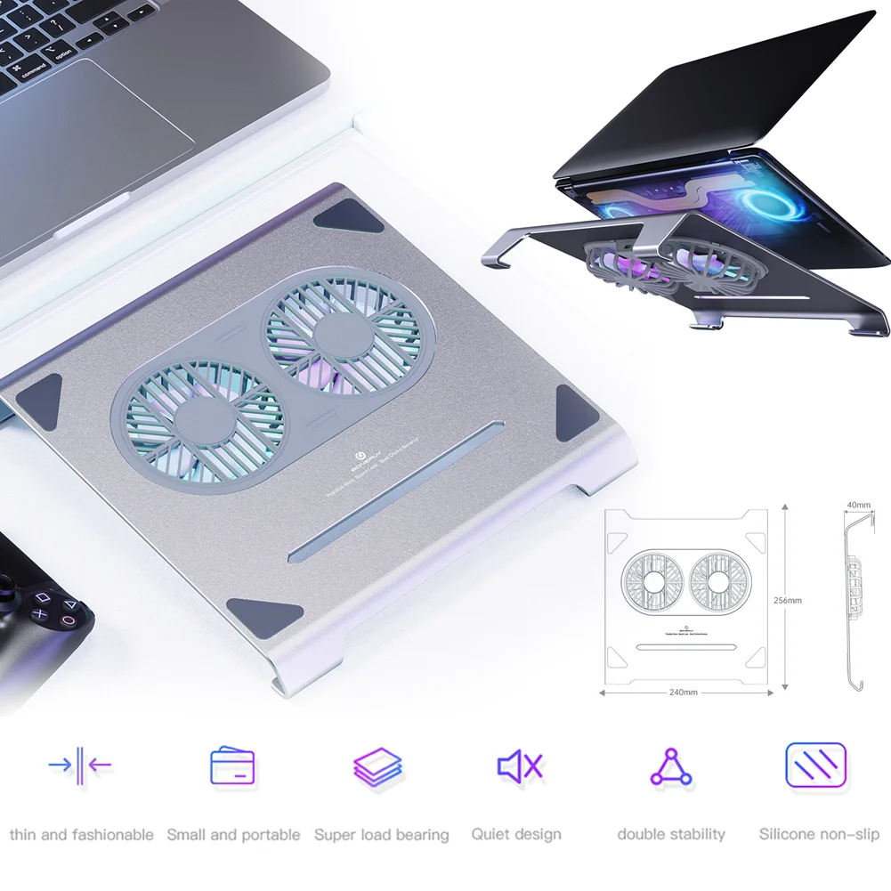 Ergonomic Notebook Base Desktop Holder With Dual Cooling Fan Heat Dissipation Laptop Stand For Macbook Lenovo Dell Riser Bracket Ergonomic Notebook Base Desktop Holder With Dual Cooling Fan Heat Dissipation Laptop Stand For Macbook Lenovo Dell Riser Bracket