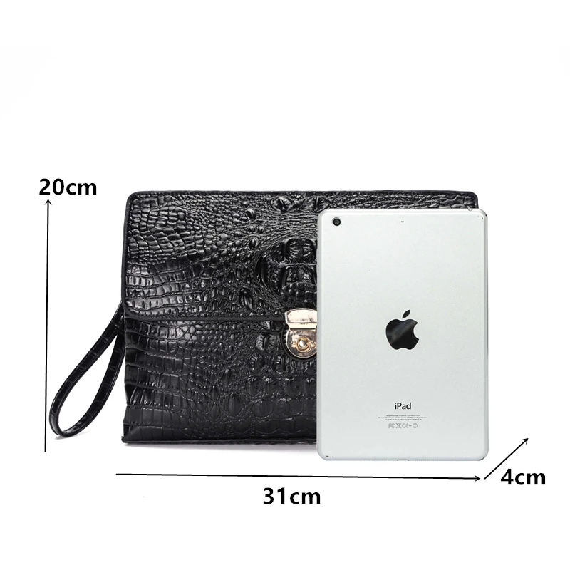 Кожаные клатчи с узором под кожу крокодила мужская сумка деловая модная