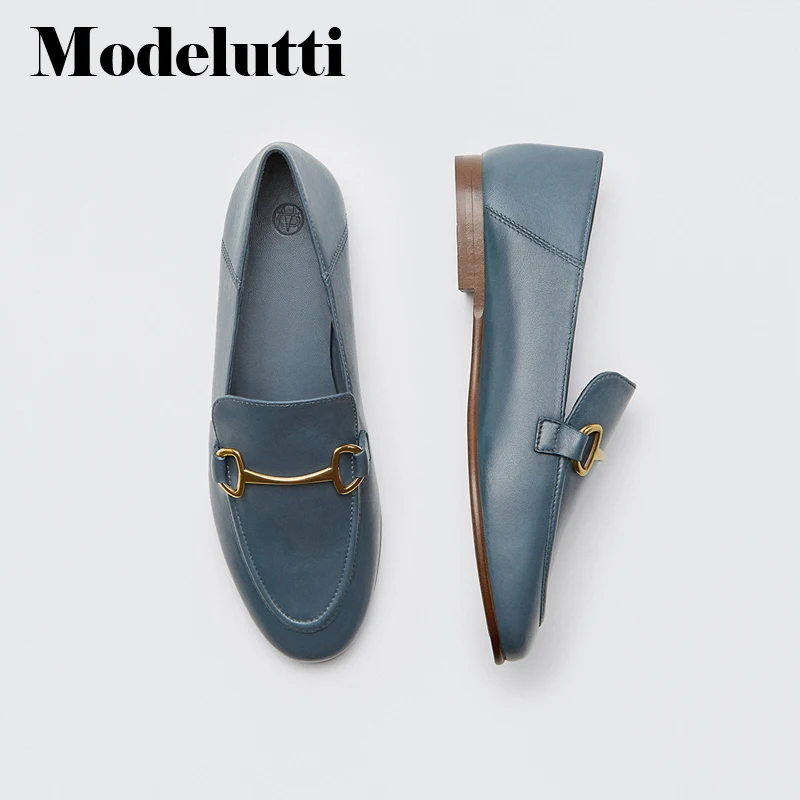 Мокасины Modelutti женские в английском стиле кожаные винтажные с металлическим