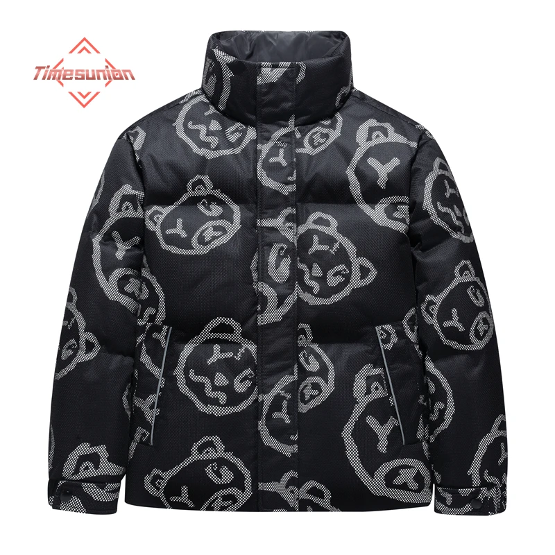 

90% белая утка вниз зимние куртки для мужчин мода короткие мужские вниз куртка модные печатные стенд воротник женские вниз куртка