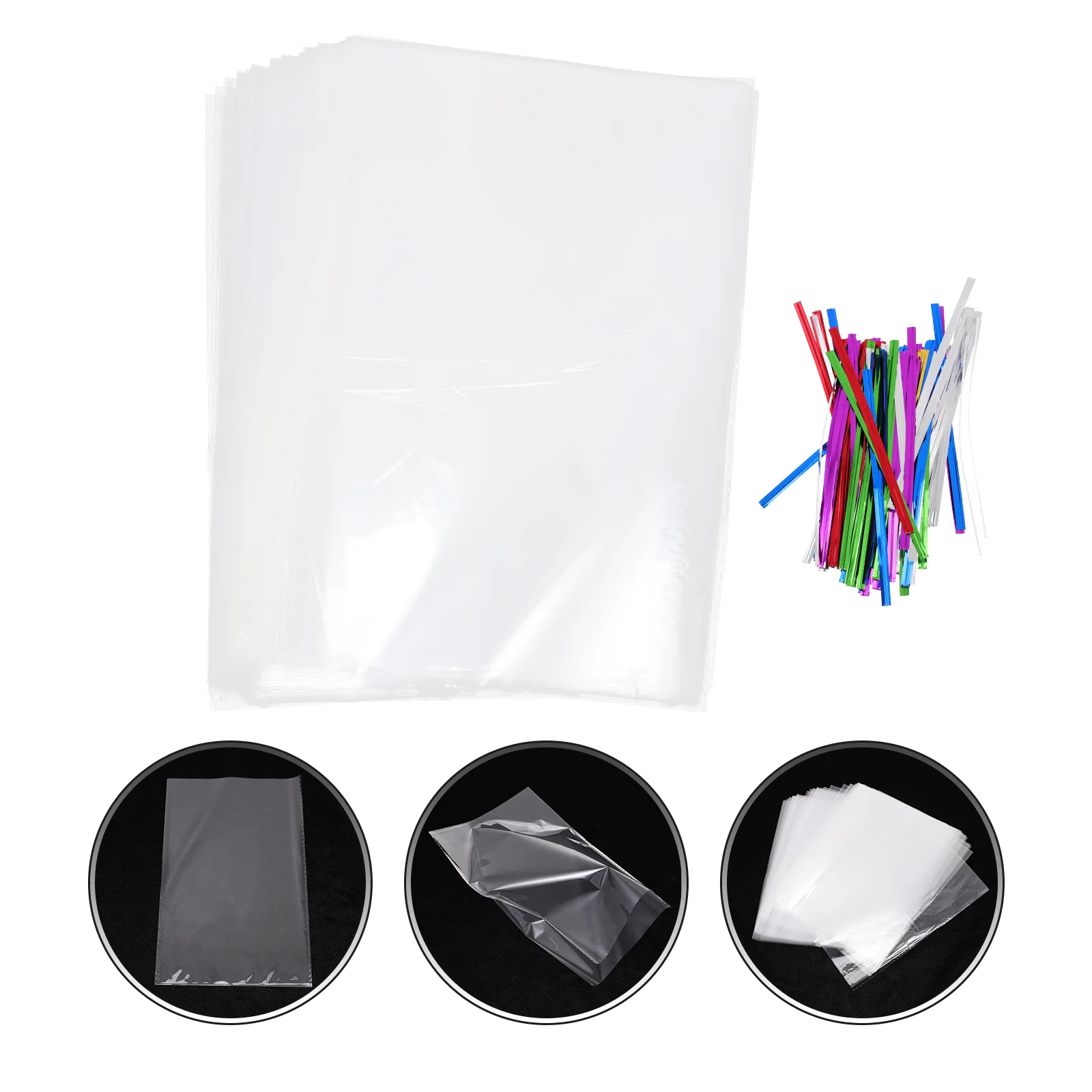 

100 Sets Transparent Bag Clear Cookie Pouch Gift Bags Airtight Bread Opp Dessert Paper Food