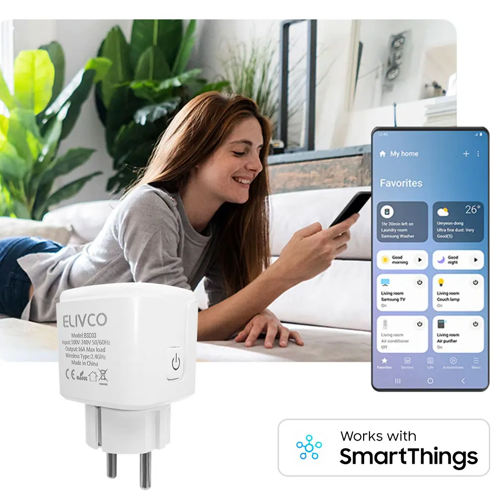 Смарт-розетка с функцией мониторинга мощности EWELink 16A/20A Smart Plug WiFi EU поддержка Alexa