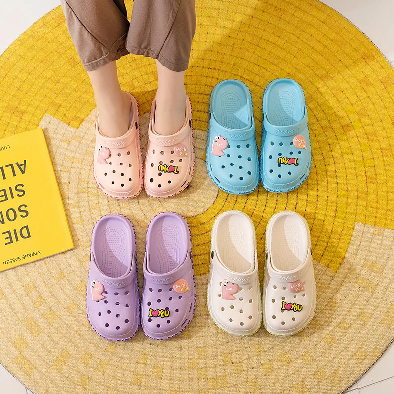 

Сандалии женские для сада и пляжа, Нескользящие Шлепанцы из ЭВА, мультяшный рисунок, быстросохнущие дышащие, летняя Уличная обувь для пар