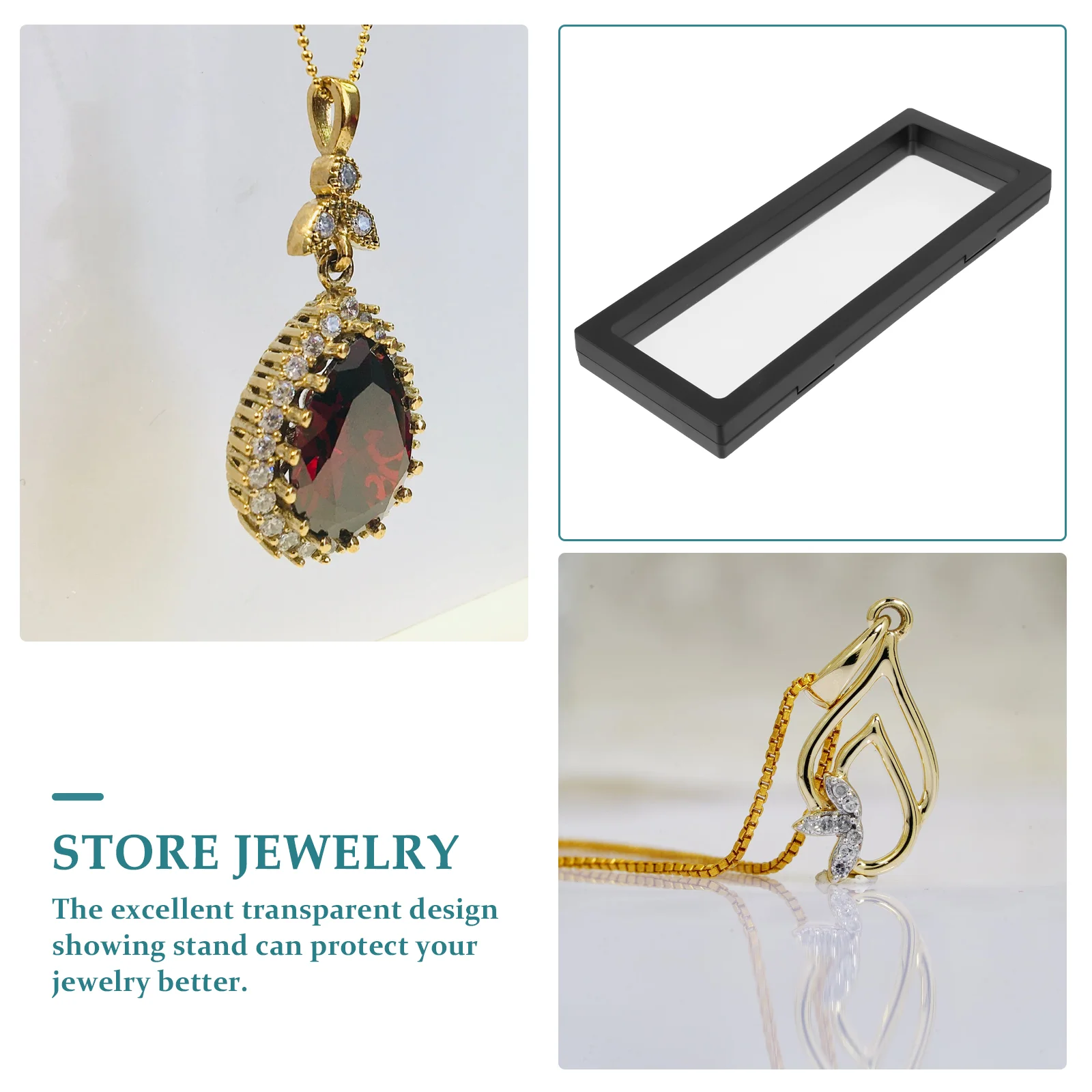 Display Case Floating Framejewelry Box Storage Rack Displaying Ring 3D Holder Organizer Suspension Transparent Watchbases Stand