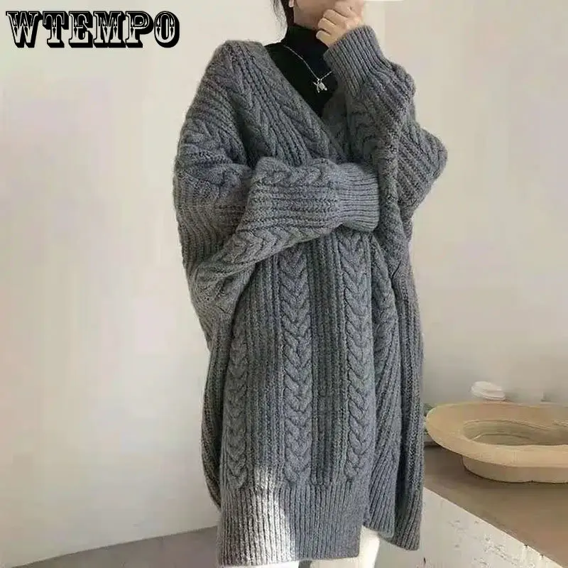 

Новинка, женские свитера WTEMPO, осенне-зимние модные вязаные кардиганы с длинным рукавом летучая мышь, женская теплая Повседневная трикотажн...