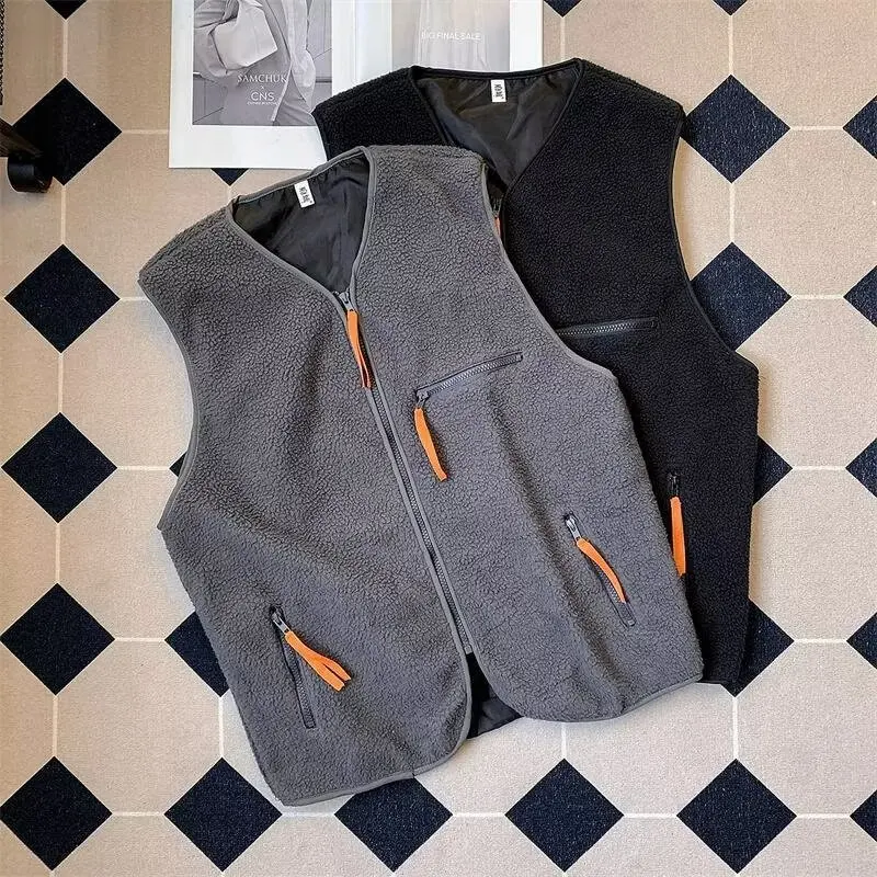 Жилет EBAIHUI мужской из овечьей шерсти универсальный Свободный Топ в американском
