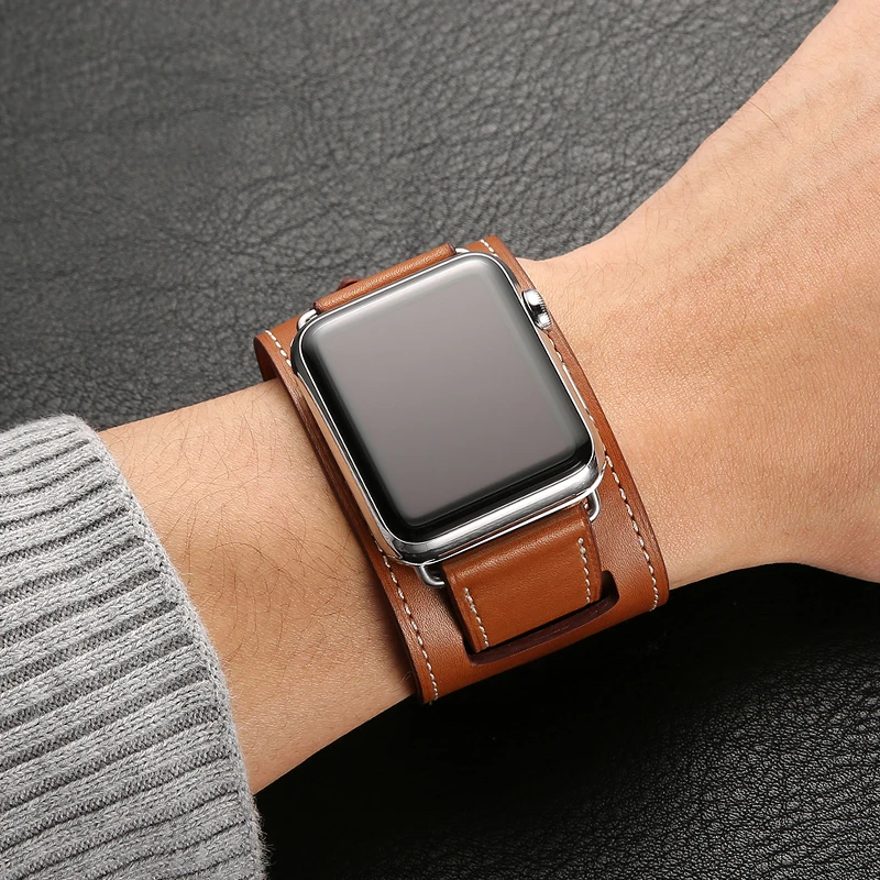 Strap for apple watch band 44mm 40mm 38MM 42mm Genuine leather wristband belt bracelet watchband iwatch serie 7 6 SE 5 4 3 Strap