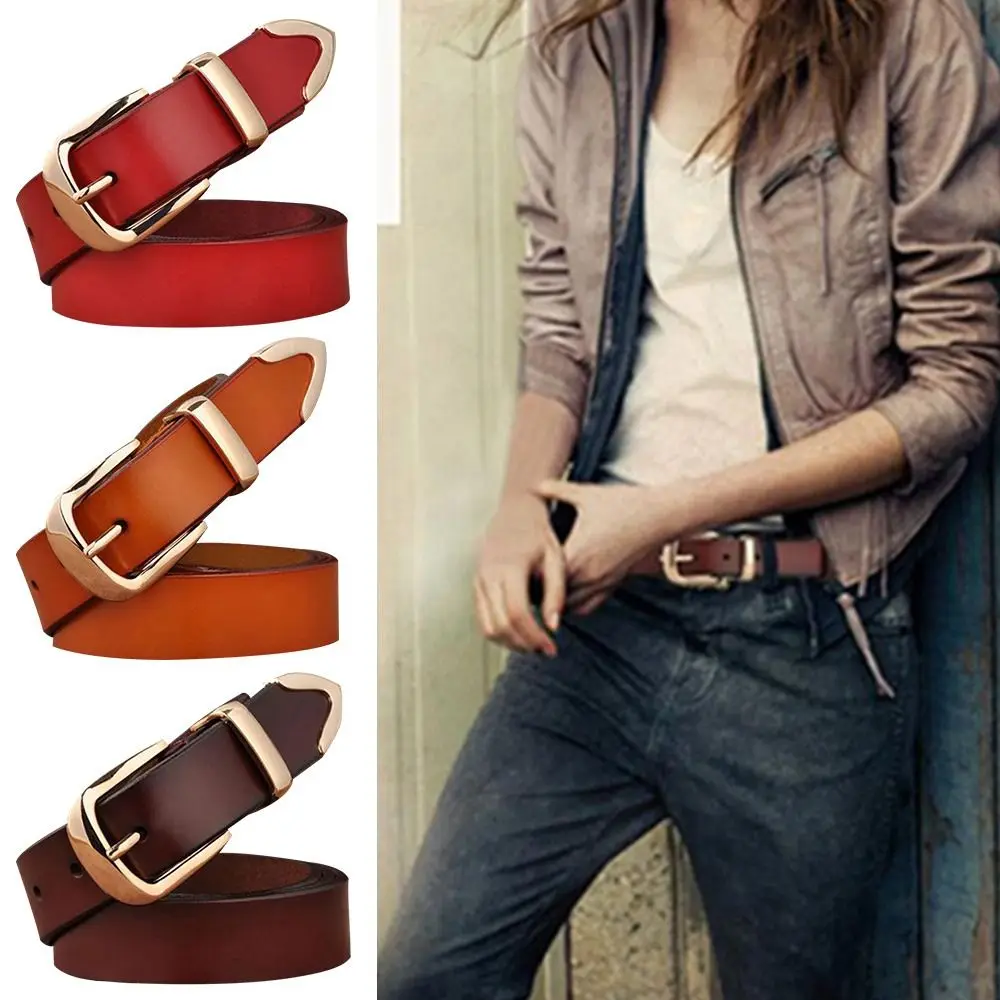

Women Vintage Casual All-match Pants Bands Genuine Leather Belt Ladies Dress Belts Pin Buckle Waistband
