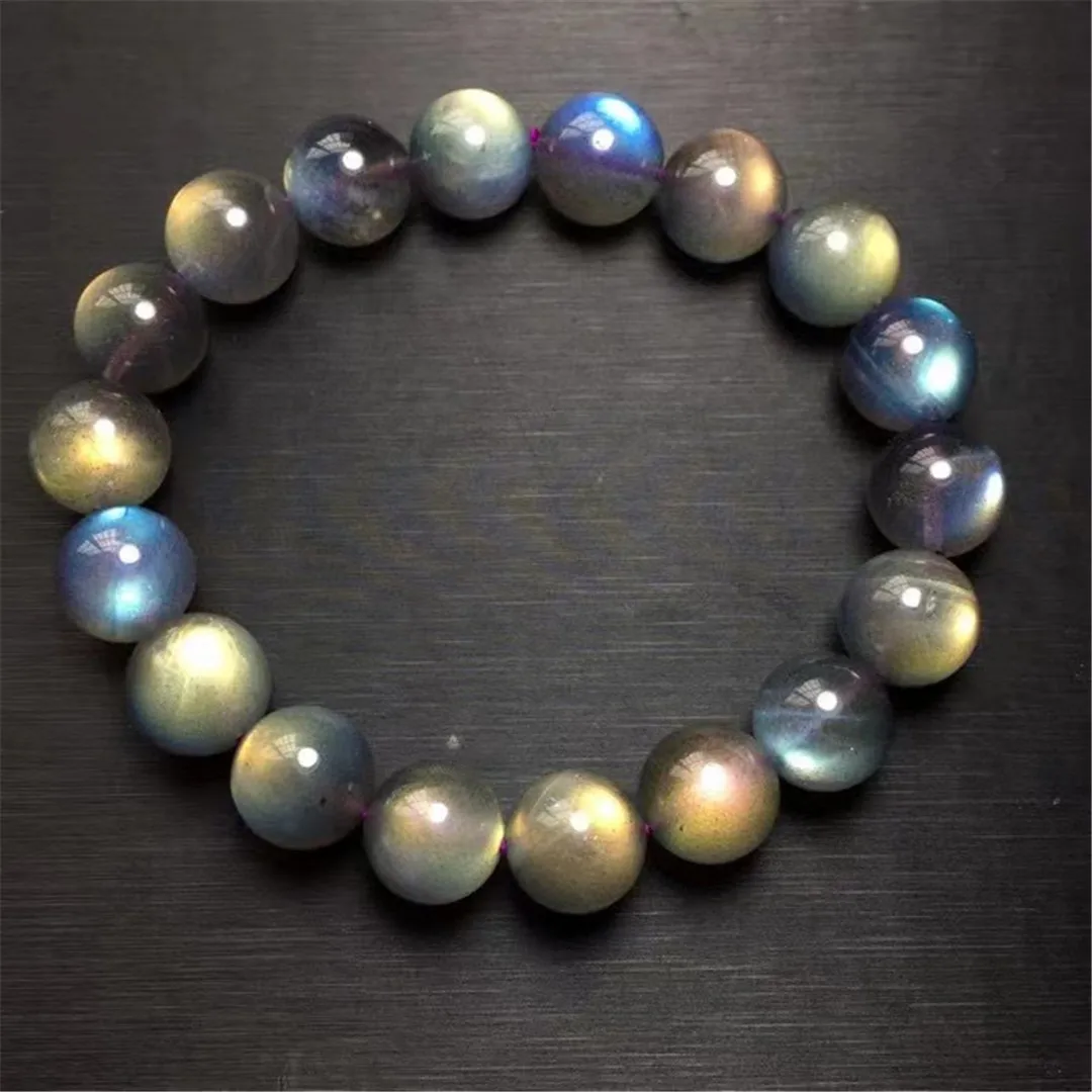

11mm Natural Labradorite Stone Bracelet Jewelry For Women Lady Men Healing Love Gift Crystal Beads Reiki Gemstone Strands AAAAA