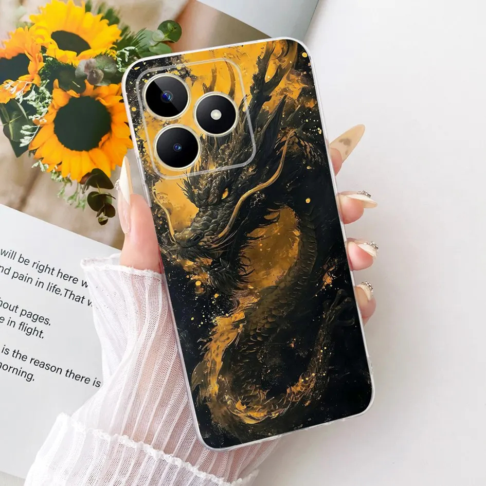 Фото Чехол для Realme Note 50 RMX3834, новый популярный мягкий тонкий чехол Dragon Tiger для Realme C51 C51s C53 C60 Narzo N53 Note50 Shell №4