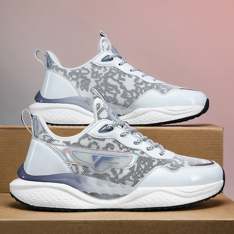 

Мужские сверхлегкие амортизирующие беговые кроссовки, светящиеся повседневные модные туфли для пар, удобные дышащие кроссовки