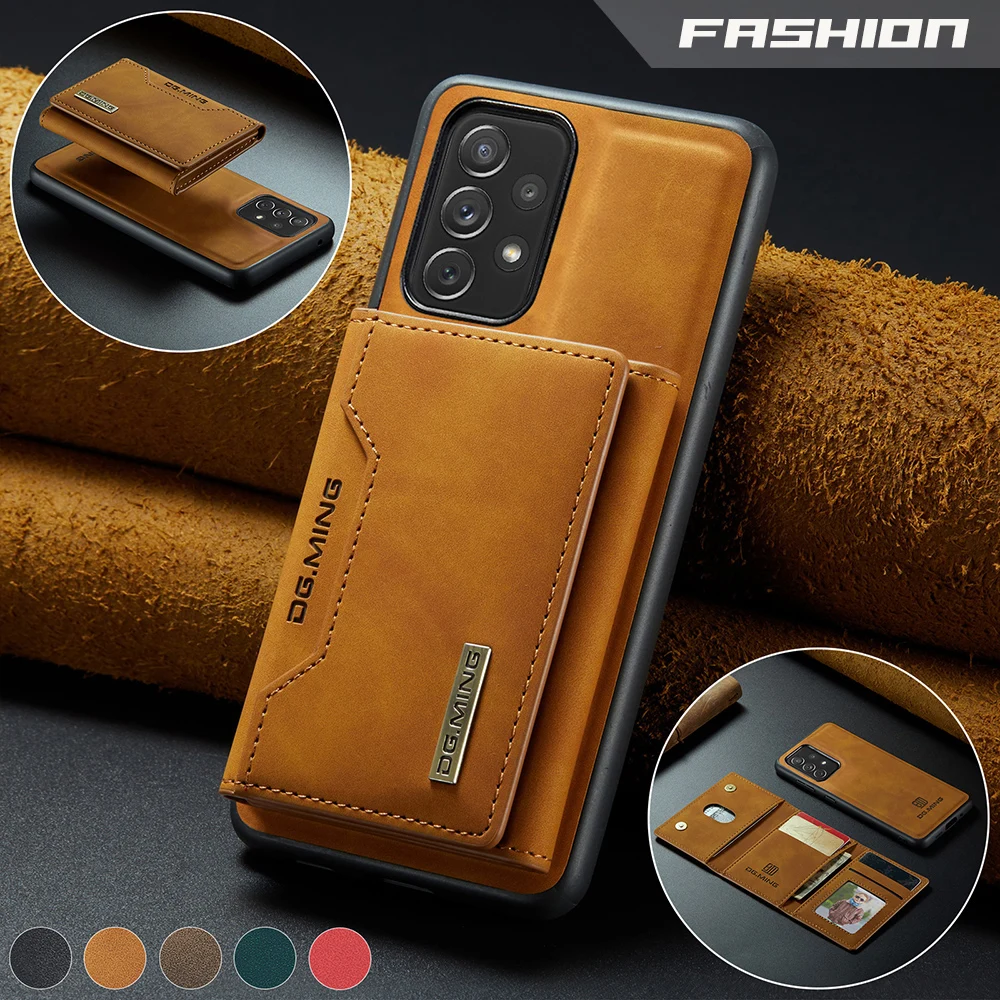 

Phone Case For Samsung Galaxy A52 A73 A53 5G A33 A23 A13 A72 A42 A32 A22 A12 A71 A51 A21S Original Card Pocket Leather Case 4 5G