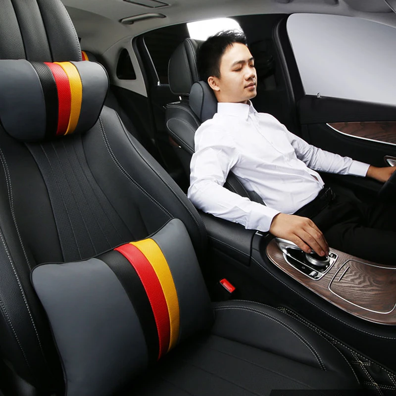 

Подголовник Автомобильный из кожи наппа для BMW, Универсальная автомобильная подушка для поддержки шеи на подголовник, подушка для поясницы,...