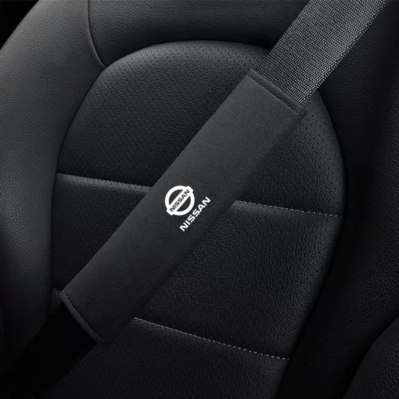 

1pcs Car Safety Belt Ornament Plush Leather Anti-Fur Seatbelt Shoulder Protector for Nissan Qashqai J10 X-Trail Juke Leaf Micra