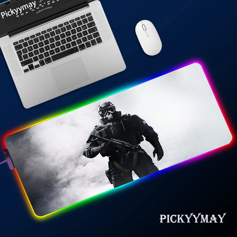 

Large RGB Mouse Pad XXL Gaming Mousepad LED Mouse Pad Gamer Rainbow Six Siege Mouse Carpet Big Mouse Pad Desk Mat With Backlit