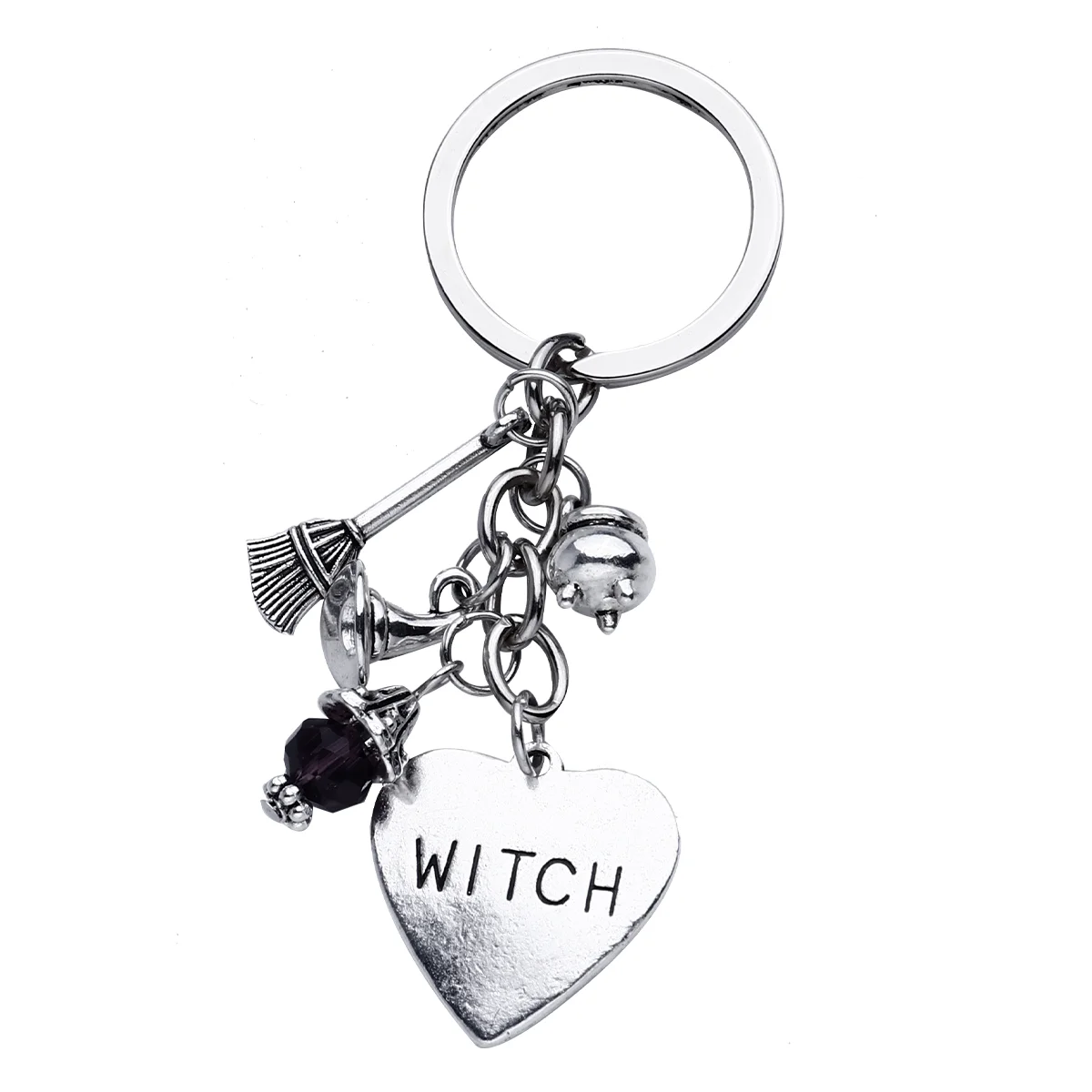 

Wizard Broom Keychain Witch Holder Halloween Keyring The Gift Heart Shape Alloy Hanging Car Decoration