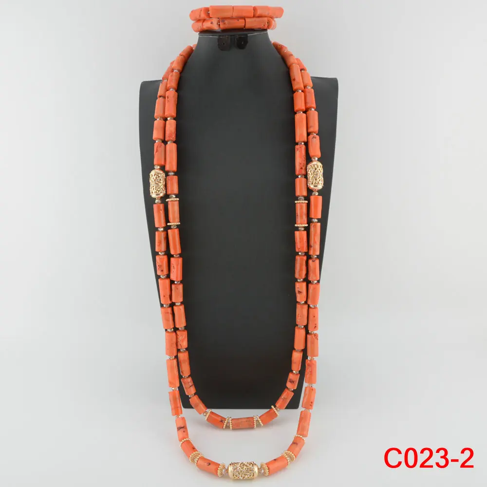Роскошное оригинальное ожерелье из оранжевого кораллового бисера нигерийский