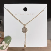 wholesale internet celebrity same style round elegant b letter pendant necklace personality stitching chain zircon choker