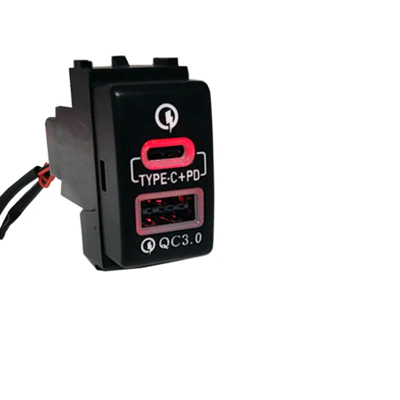 

Red Light Car Quick Charger TYPE-C PD USB Interface Socket For Nissan Qashqai Tiida Teana Sunny Y61 Y62 X-Trail Sylphy