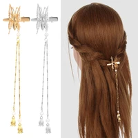elegant girls moving flying shiny women hair clips bobby pins tassel butterfly hairpin barrettes